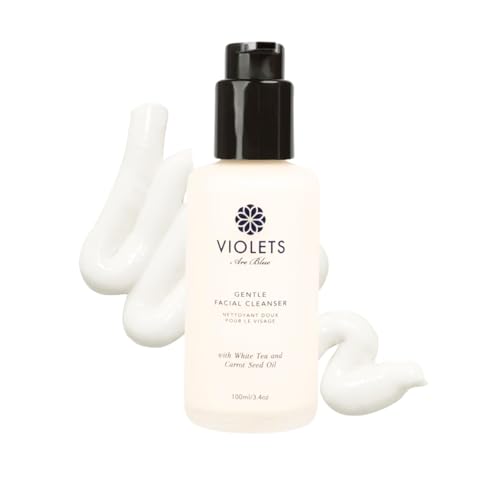 Violets Are Blue Gentle Cream Cleanser with White Tea, Carrot Seed & Evening Primrose ? Non-Foaming Face Wash for All Skin Types ? Creamy Daily Makeup Remover with Argan & Lavender Oils 100ml