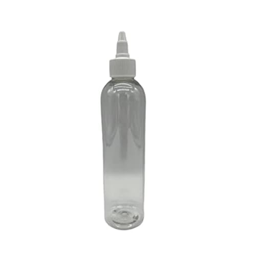 Natural Farms 8 oz Clear Cosmo Plastic Bottles -12 Pack Empty Bottle Refillable - BPA Free - Essential Oils - Aromatherapy | White Twist Top Caps - Made in the USA