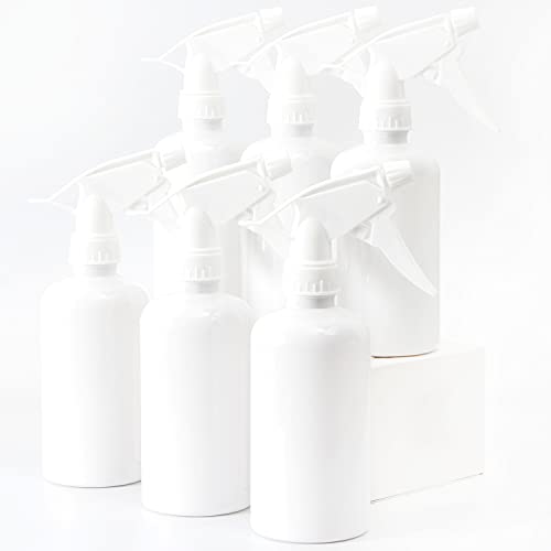 Youngever 6 Pack White Plastic Spray Bottles, Spray Bottles for Hair and Cleaning Solutions (12 Ounce)