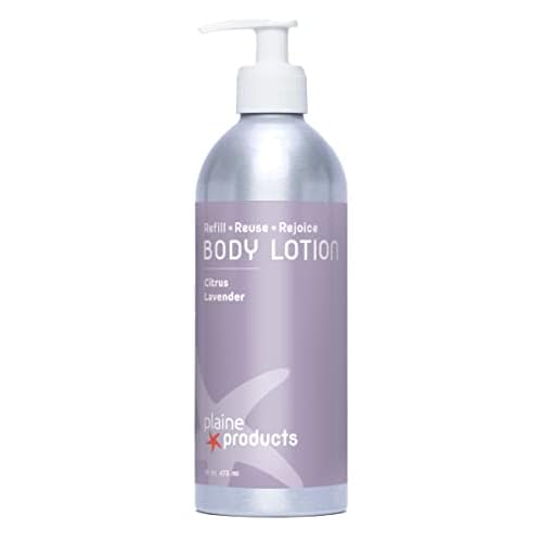 Plaine Products Eco-Friendly Body Lotion: Citrus Lavender, 16 oz (Refillable Aluminum Bottle with Pump)