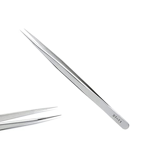 5.51" Stainless Steel Pointed Straight Tweezer, Professional Eyelash Extension Straight Tweezers for Nail Art Hair Eyebrow