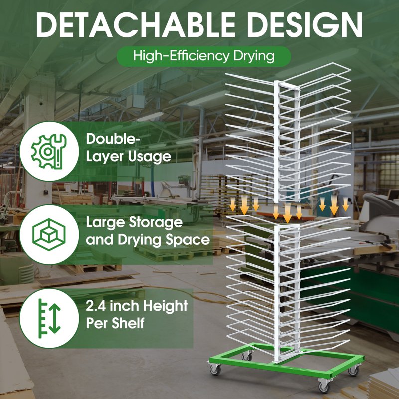 Heavy-Duty 50-Shelf Paint Drying Rack for Cabinets & Doors - Space-Saving Vertical Stand