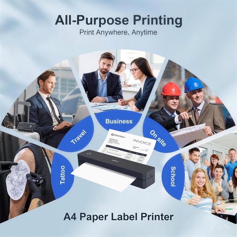 Tattoo Stencil Printer Wireless Thermal Printer with Transfer Paper Kit