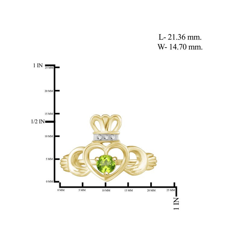 Peridot Birthstone Ring 0.25 Carat Gold Plated Silver Jewelry for Women