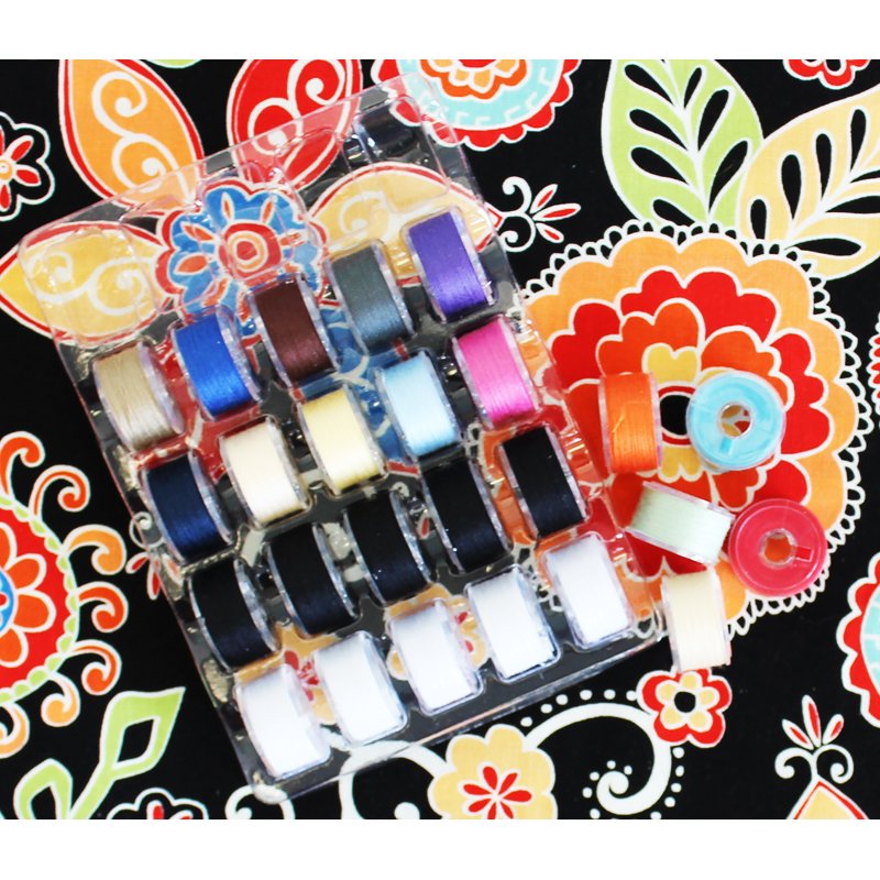 Allary Threaded Sewing Machine Bobbins Set - Assorted Polyester Thread, 50 Yards, 25 Pieces
