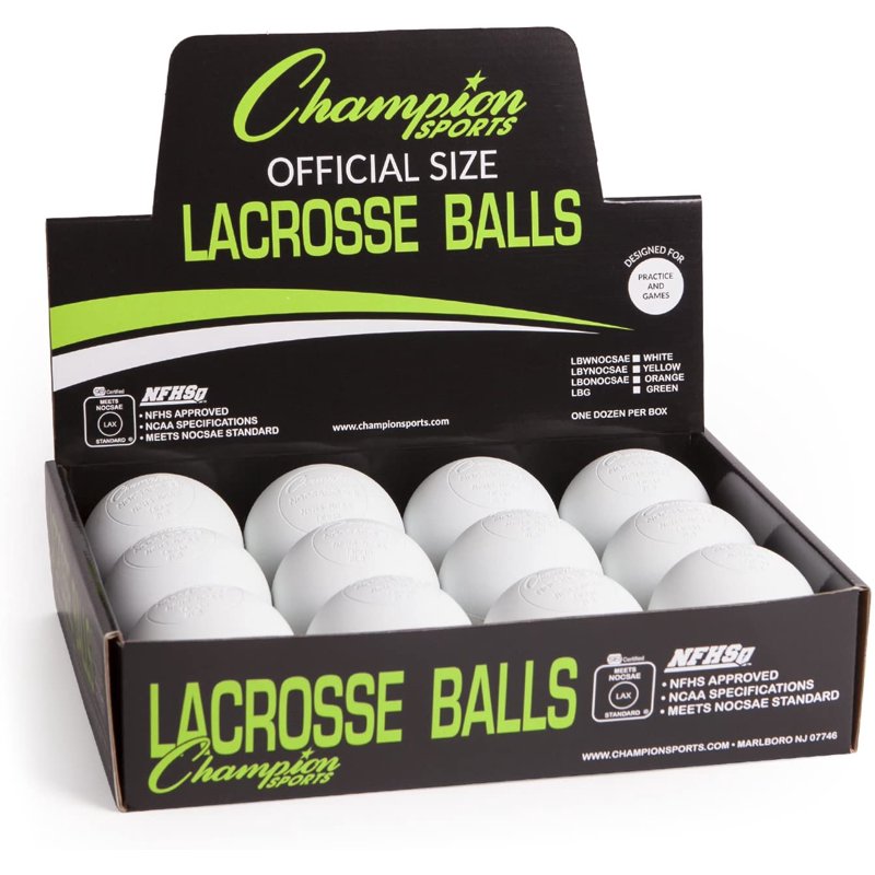 Official Size Rubber Lacrosse Balls - 12 Pack White, High Performance