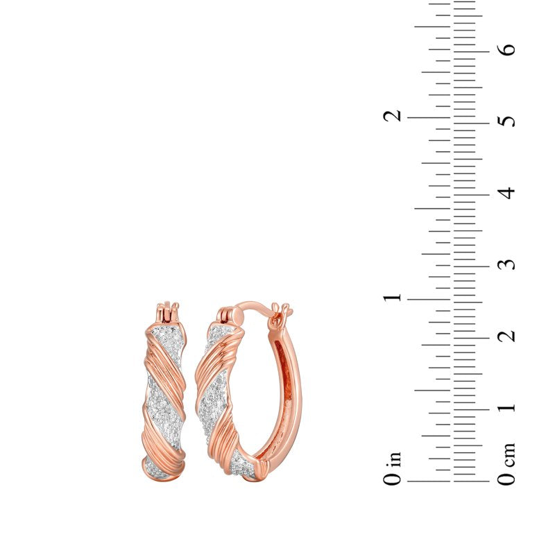 Diamond Accent Hoop Earrings in 14k Rose Gold, Silver & Yellow Gold