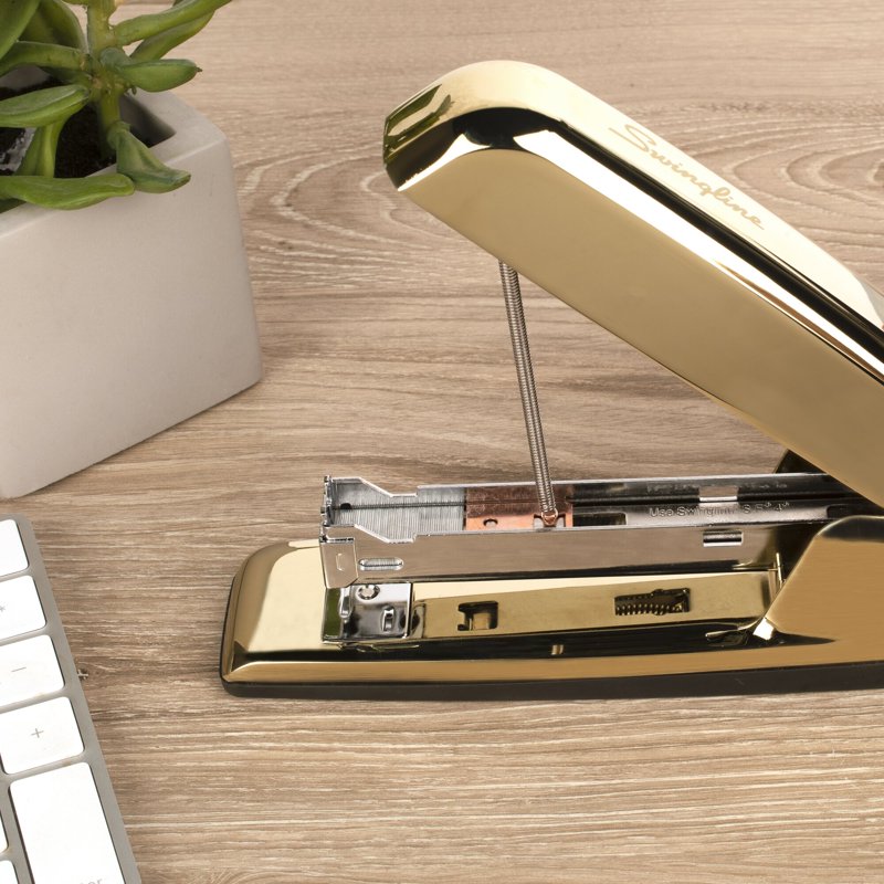 Swingline 747 Full Size Desktop Stapler 30 Sheets Gold Metallic Office