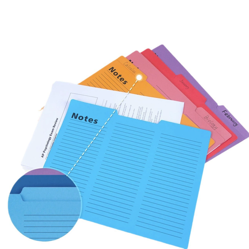 Colorful Office File Folders Set - 16 Pack, Expandable, Trisection Tabs