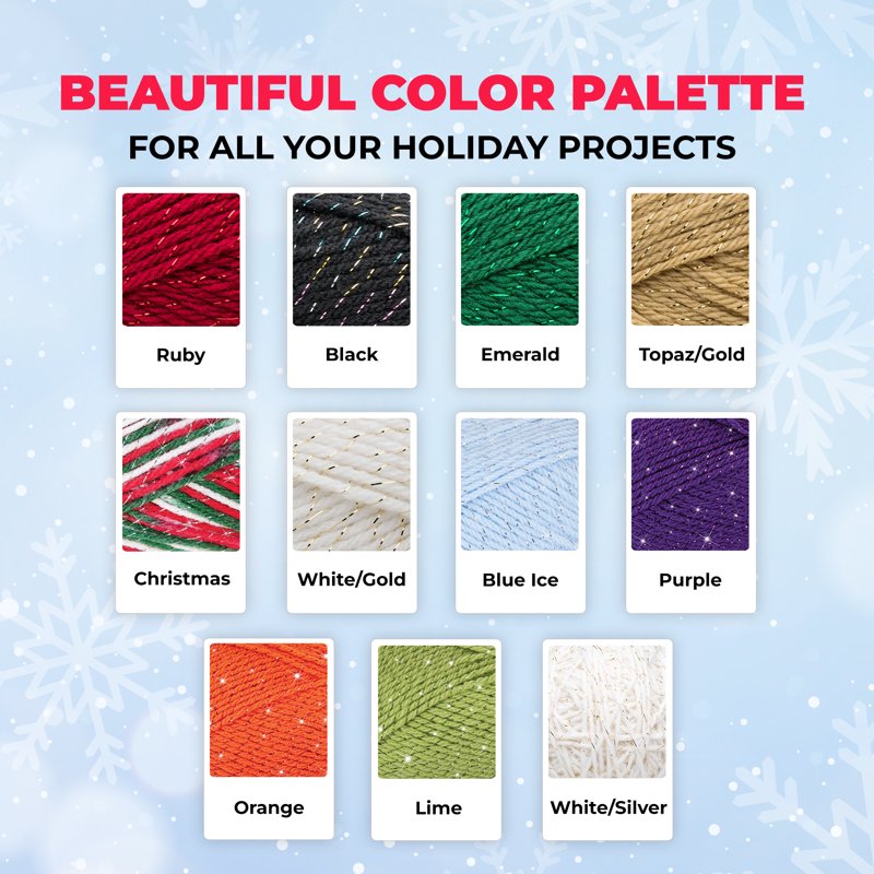 Sparkle Yarn for Knitting & Crocheting - Glitter Acrylic Craft Yarn