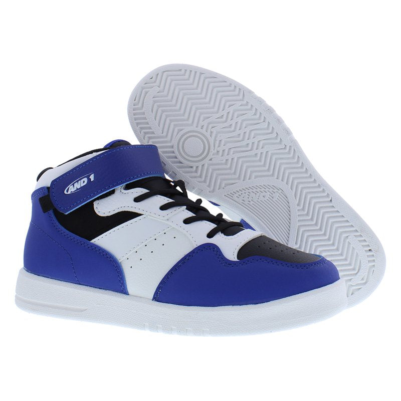 Kids Boys Athletic Shoes Size 1 White Blue Sneakers for Active Play