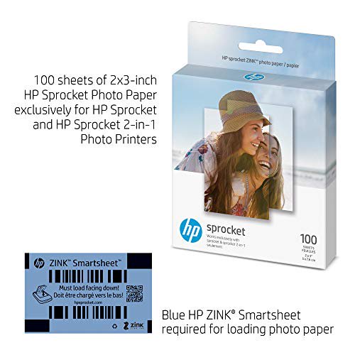 HP Sprocket 2x3 Inch Sticky Back Photo Paper - 100 Sheets