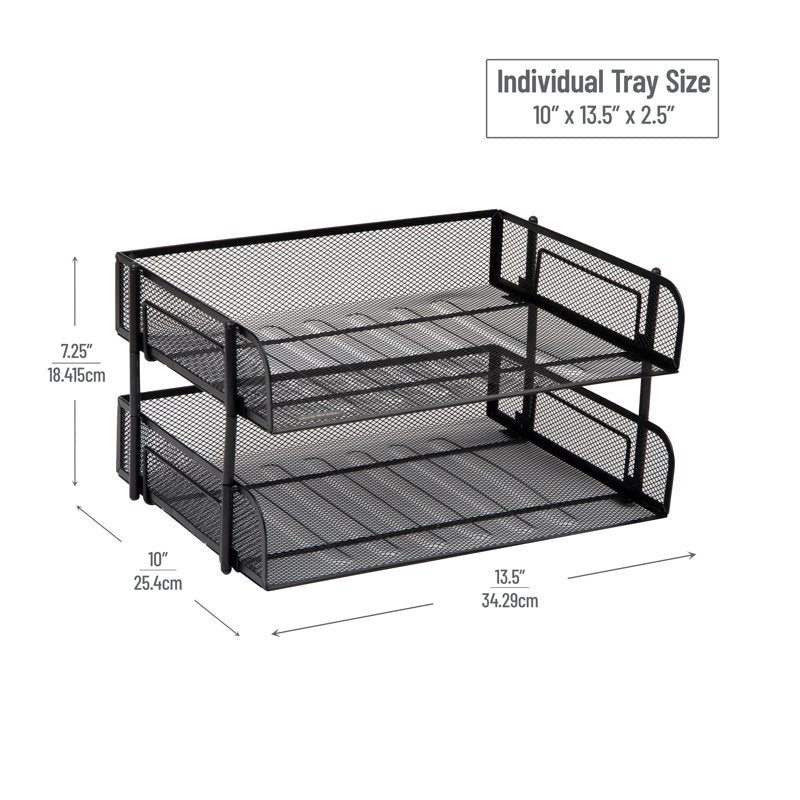 Stackable Metal Mesh File Holders 2-Pack Desktop Organizer Office Storage