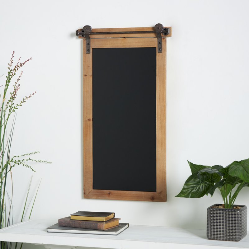 Farmhouse Wall Decor Chalkboard Sign with Barn Door Top - Rustic Wooden Wall Art