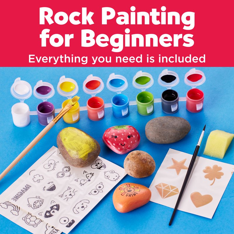 Kids Rock Painting Kit with 10 Waterproof Rocks & Art Supplies