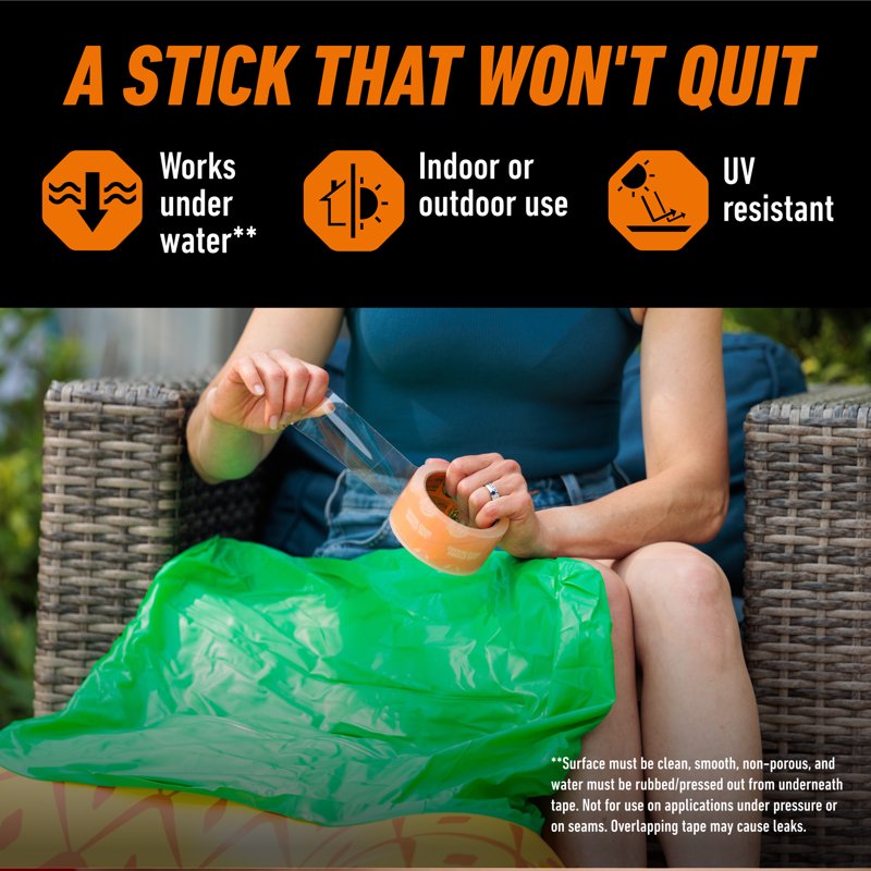 Crystal Clear Heavy Duty Waterproof Tape - Conforms & Works Under Water