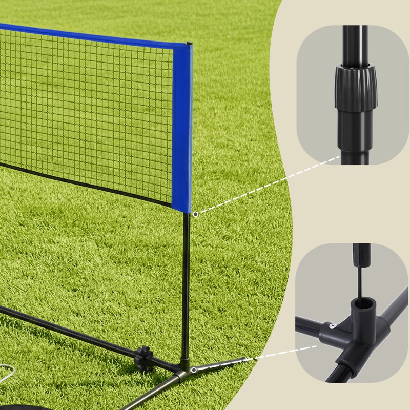 Adjustable Height Badminton Volleyball Pickleball Net 13ft Nylon Portable Foldable