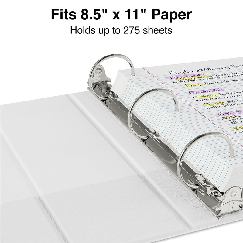 12-Pack White 1-1/2 Inch Ring View Binders with Pockets for Office & School