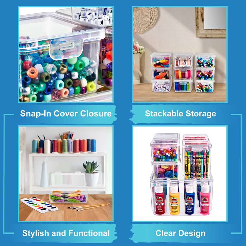 6-Piece Sewing & Craft Storage Container Set with Lids - Organize Beads, Buttons, and Supplies