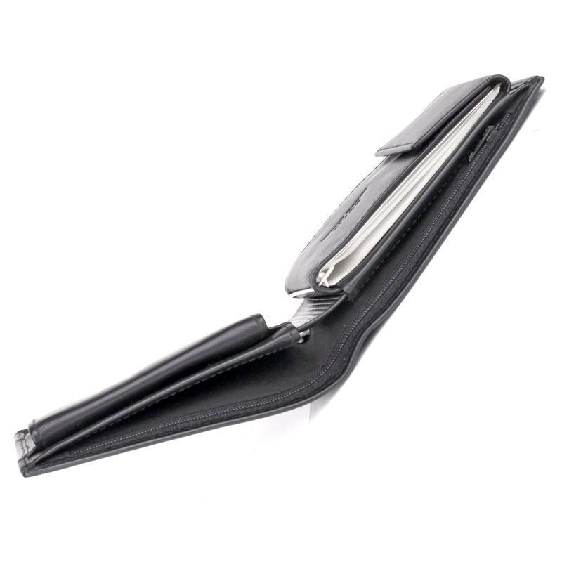 Men's Leather Regatta Convertible Billfold Wallet with Zip Coin Pocket - Black