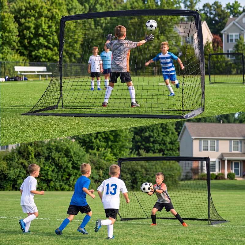 Vipuse 2 Pack Soccer Goals & Ball Set - 4x3 ft Portable Pop Up Soccer Training Kit (Black)