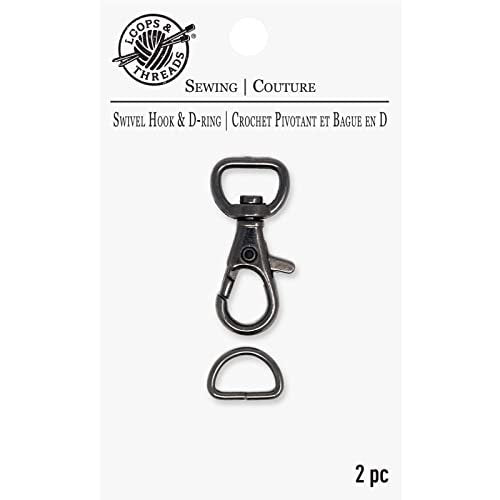 Gunmetal Swivel Hook & D-Ring Set for Crafts and Bags, 12 Pack
