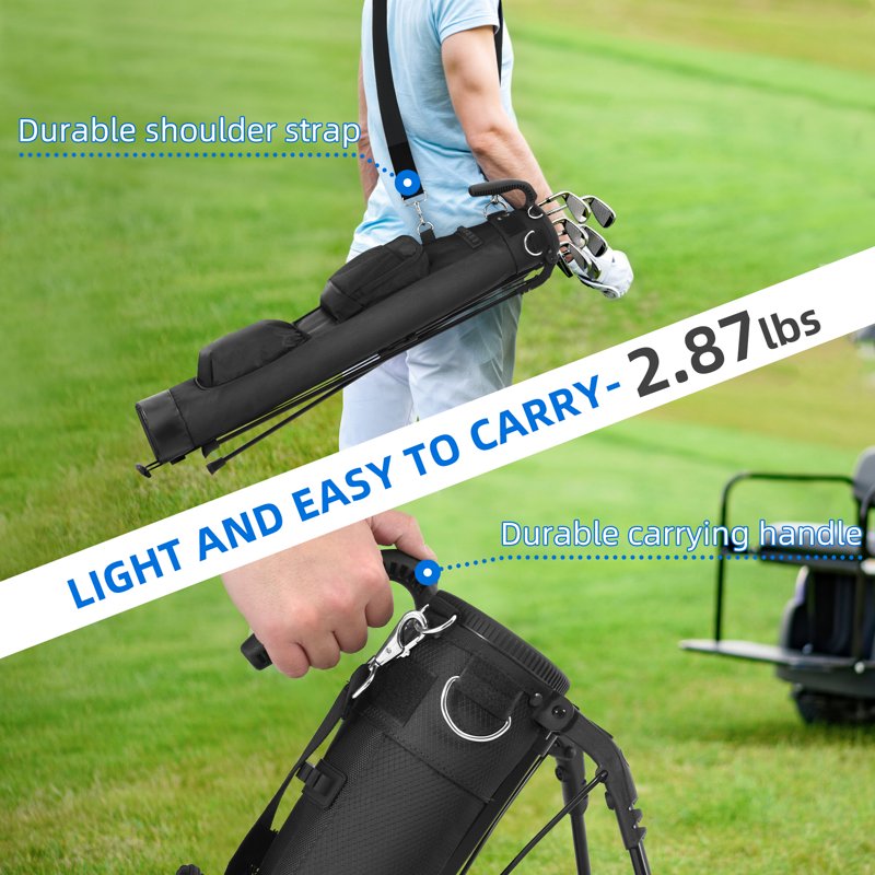 Lightweight Golf Stand Bag with Cooler Pocket and Easy Carry System - Par 3 & Range Use