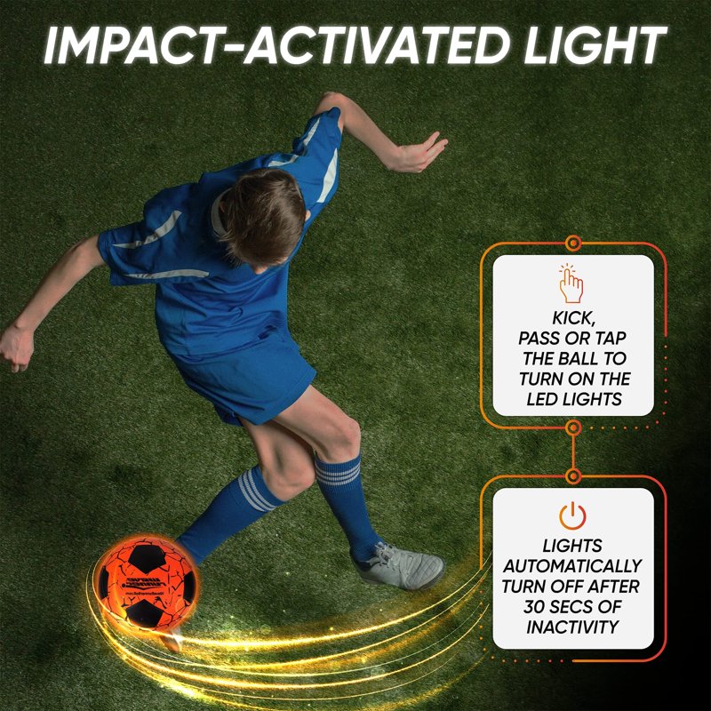 Glow-in-the-Dark LED Soccer Ball – Official Size 5 with Pump & Pre-Installed Batteries