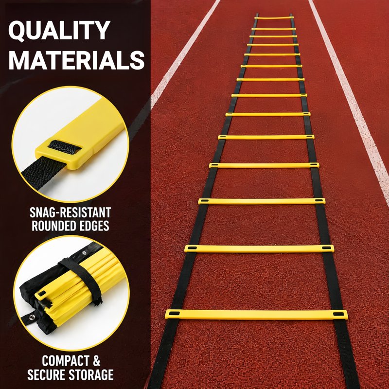 22 ft Agility Ladder with 14 Rungs – Portable Speed Training Gear for Soccer, Football & Basketball