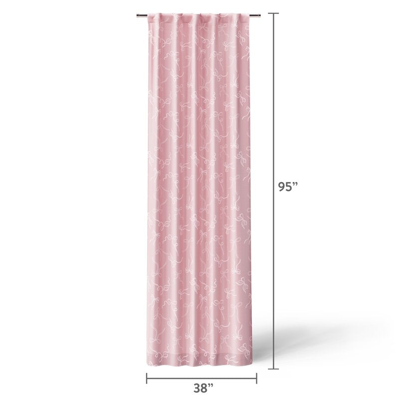 Kids Pink Ribbons Sheer & Blackout Curtain Panel with Rod Pocket & Back Tabs