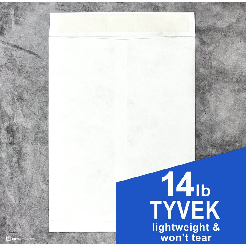 Self-Seal Tyvek Envelopes 9x12 Inches, White, Pack of 15 - Durable Shipping Mailers