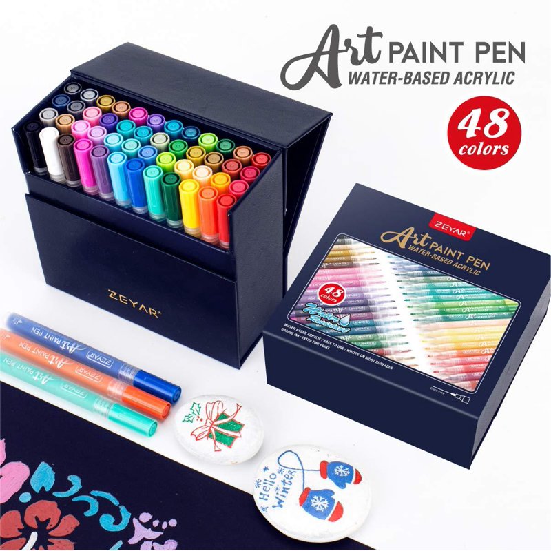 48 Colors Acrylic Paint Pens - Extra Fine Point, Waterproof & Permanent