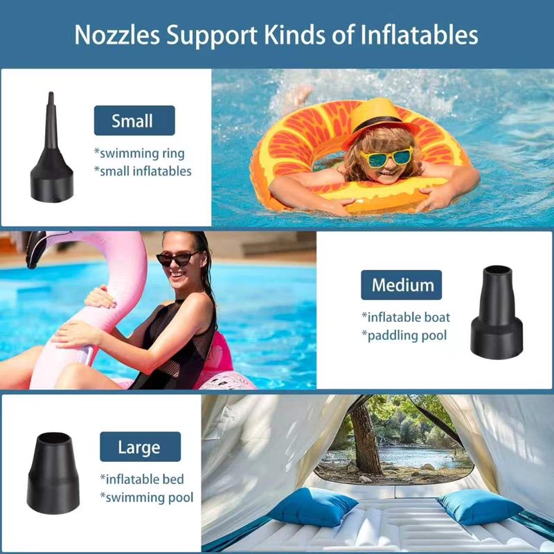 Electric Air Pump for Inflatable Pools & Air Mattresses - Portable Dual-Use Inflator & Deflator