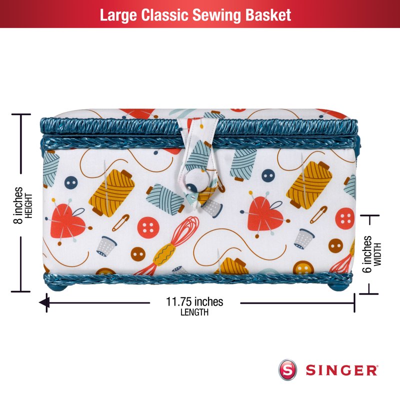 Large Sewing Basket with Storage Tray - Multicolor Craft Organizer