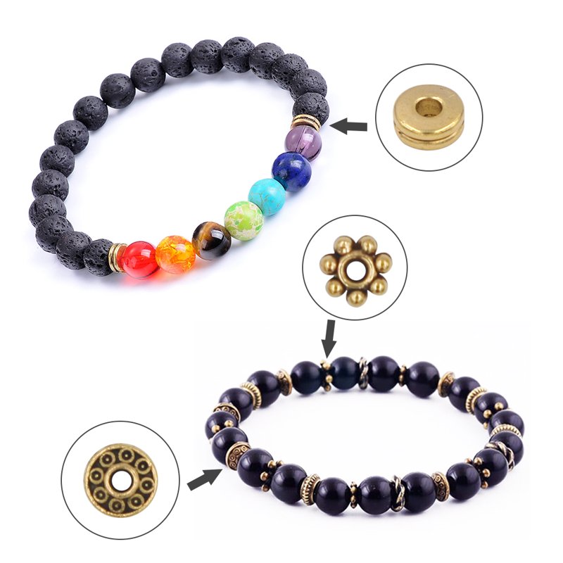 600pcs Jewelry Bead Spacer Set - Silver & Gold Alloy Charms for DIY Bracelets & Necklaces