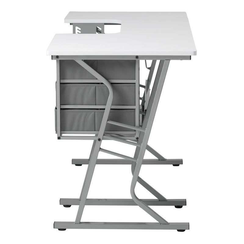 Large Sewing Machine Table with Storage, Adjustable Shelf & Foldable Side Shelf