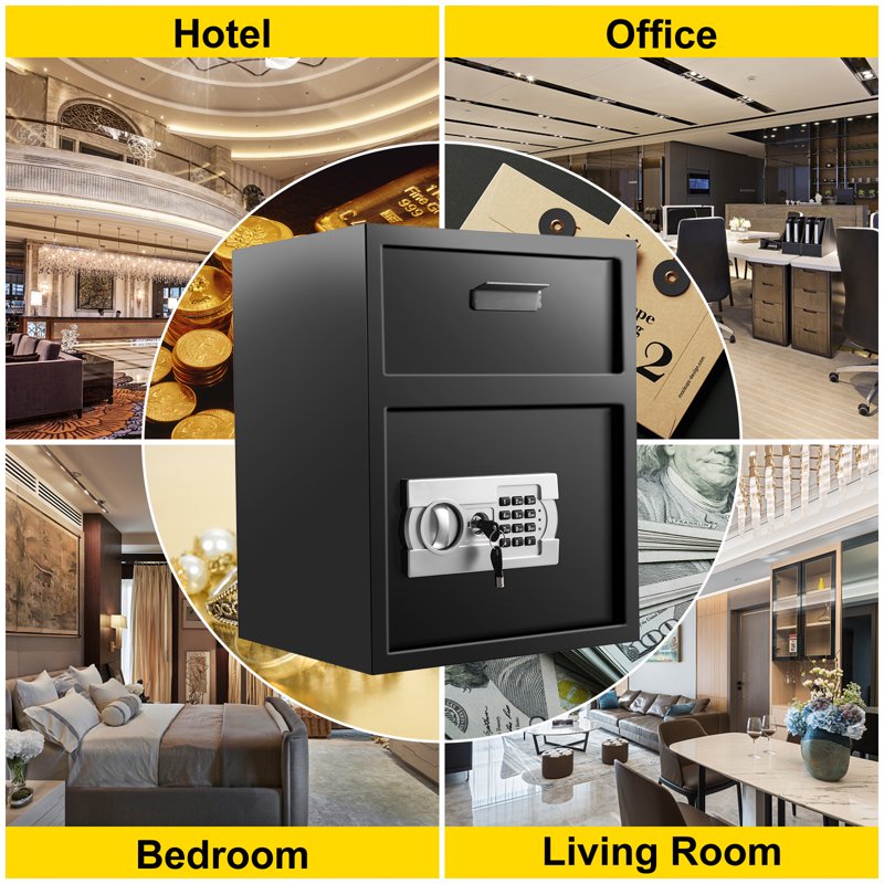 Digital Safe with Deposit Slot and Electronic Lock - 1.7 Cu Ft, Home Office Security