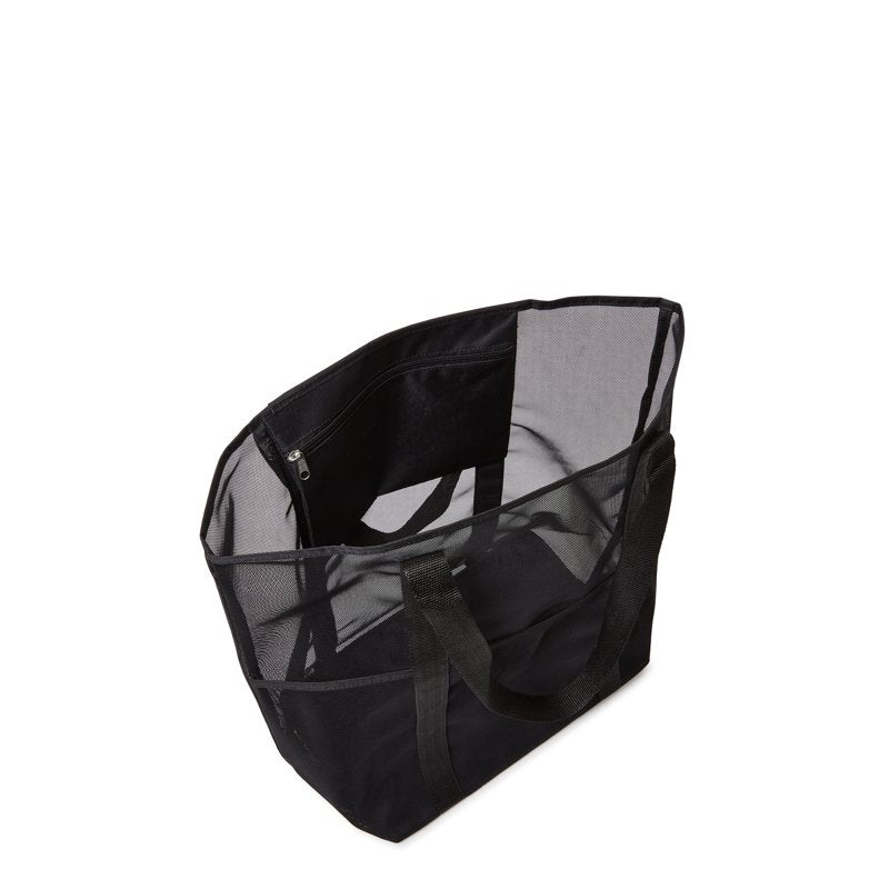 Mesh Beach Tote Bag 2-Pack for Women, Large Summer Style, Black