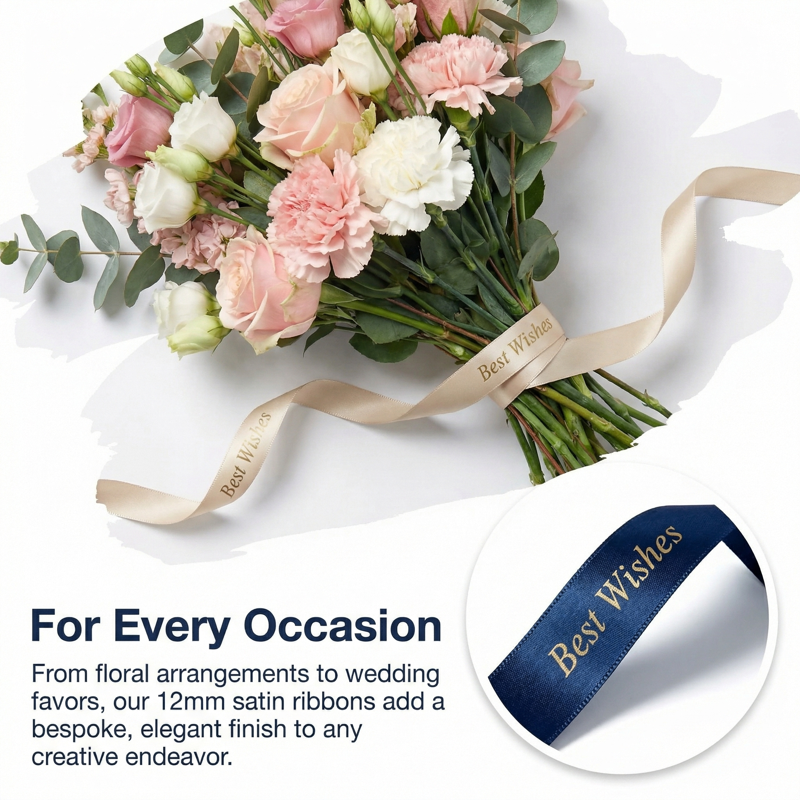 Satin Ribbon Label Set for Label Makers - 12mm x 5m Fabric Ribbons for Gift Wrapping, Weddings & Crafts