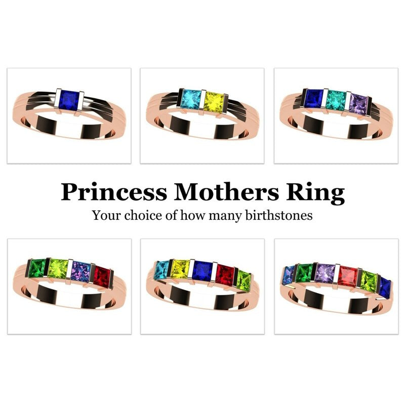 Personalized Birthstone Family Ring - 10K Rose Gold, Sterling Silver & Gold Options