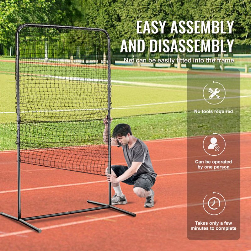Portable Baseball & Softball Pitching Screen 7x4 ft Safety Net with Carry Bag