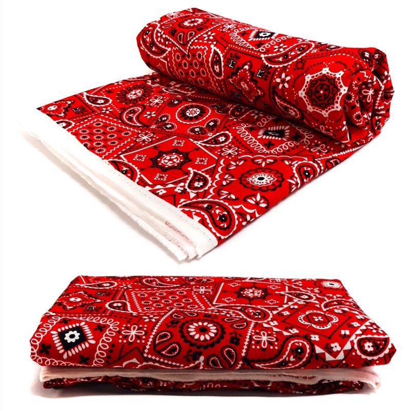 Cotton Bandana Fabric - Red 3-Yard Precut for Sewing & Craft Projects