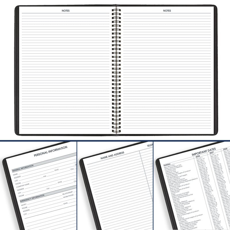 Academic 2026-2027 Weekly Planner Large 8.25 x 11 Black Organize Your Year
