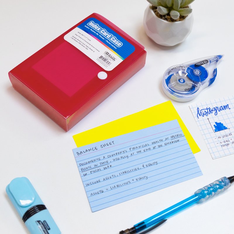 Index Card Organizer Case with 5-Tab Dividers - Holds 100 Cards - 6-Pack