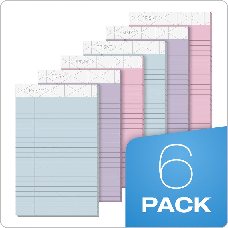 Prism Writing Pads 5x8 Inches Assorted Colors 50 Sheets 6 Pack - Office & School Supplies