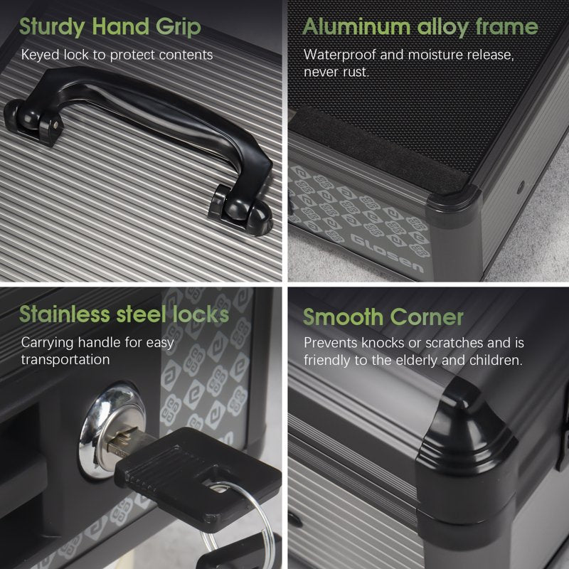 Small Cash Box with Key Lock & Removable Tray, Compact Money Storage Safe