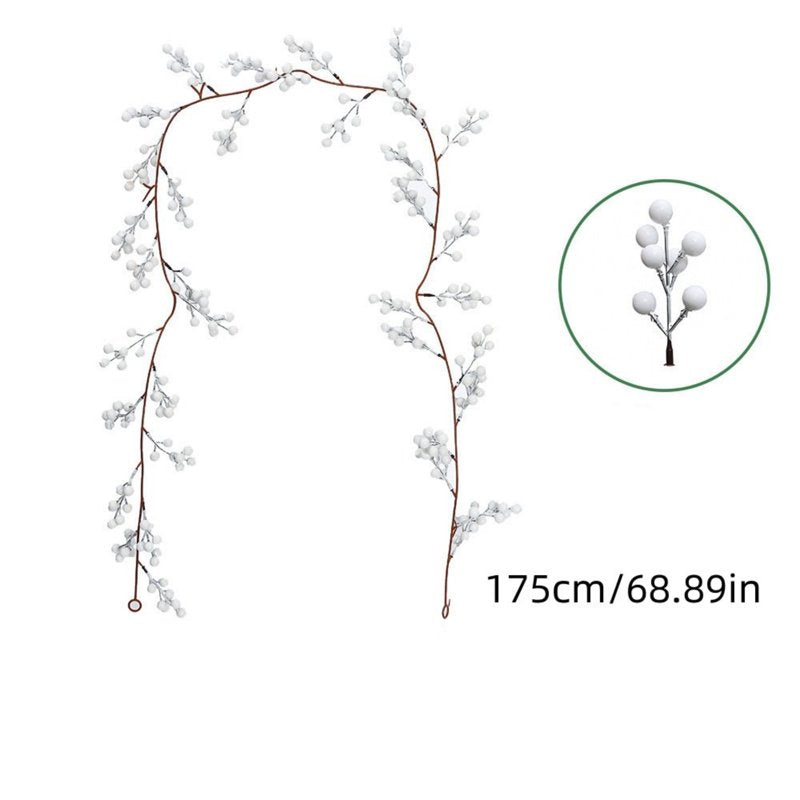 Artificial Christmas Berry Garland, White Winter Wreath Decor, 68 Inch Long Faux Plant for Holiday & Mantel