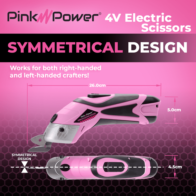Pink Power Cordless Electric Fabric Scissors Set - Heavy Duty Cutters for Crafting, Sewing, Cardboard & Scrapbooking (Variation: Pink)