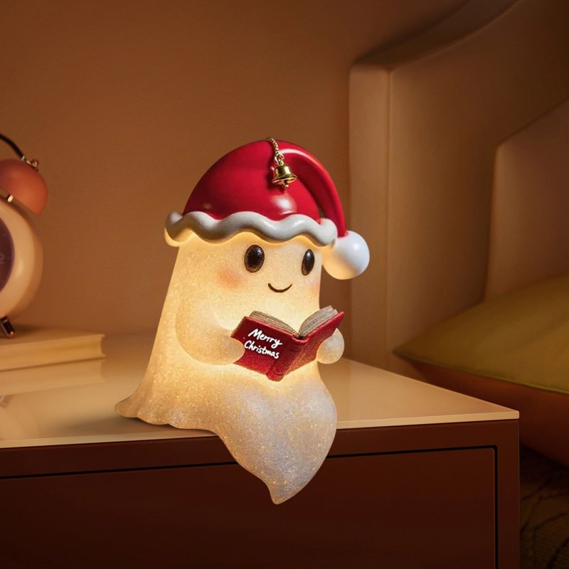 Cute Ghost Reading Book Lamp - Christmas Night Light & Indoor Decor