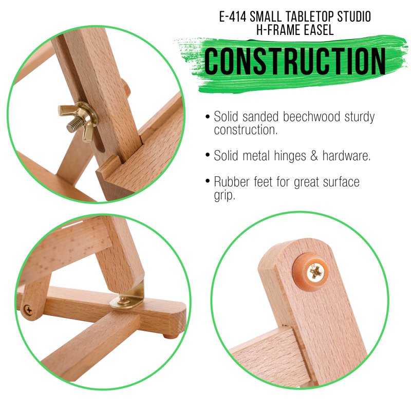 Small Wooden Tabletop Artist Easel with Adjustable Beechwood for Canvas up to 16"